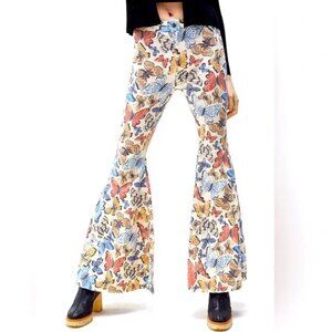We The Free Flare Jeans Just Float On Butterfly Pants Size 26 Short Boho Unique